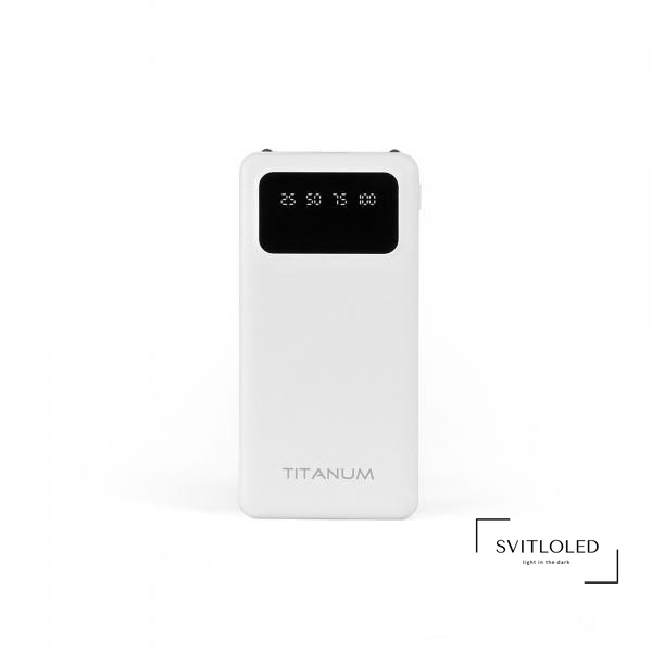 Повербанк Titanum OL22 20000mAh Білий (27481), 20000, 2, Micro USB, Type-C, 2USB, 140mm х 68mm х 28mm, 410г., Білий