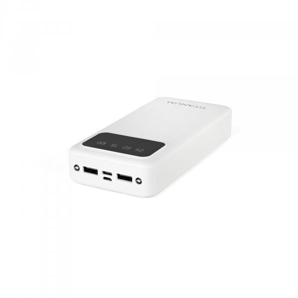 Повербанк Titanum OL22 20000mAh Білий (27481), 20000, 2, Micro USB, Type-C, 2USB, 140mm х 68mm х 28mm, 410г., Білий