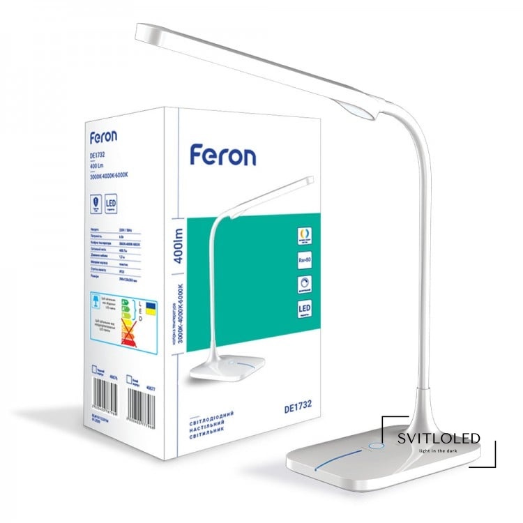 Настільна лампа Feron DE1732 6 Вт 3000-6000 К Білий (40077)