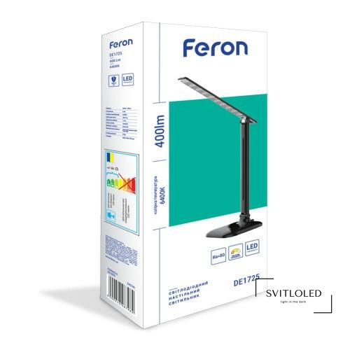 Настільна лампа Feron DE1725 9 Вт 6400 К Чорний (24226)