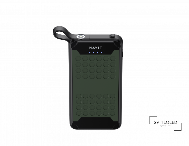 Повербанк захищений Havit FS214 з ліхтариком IP67 10000 mAh Green (27522)