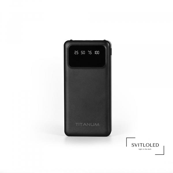 Повербанк Titanum OL22 20000 mAh Чорний (27480), 20000, 2, Micro USB, Type-C, 2USB, 140mm х 68mm х 28mm, 410 г, Чорний