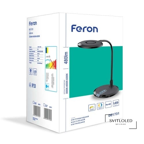 Настільна лампа Feron DE1731 8 Вт 3000-6000 К Чорний (40074)