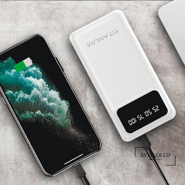 Повербанк Titanum OL22 20000mAh Білий (27481), 20000, 2, Micro USB, Type-C, 2USB, 140mm х 68mm х 28mm, 410г., Білий