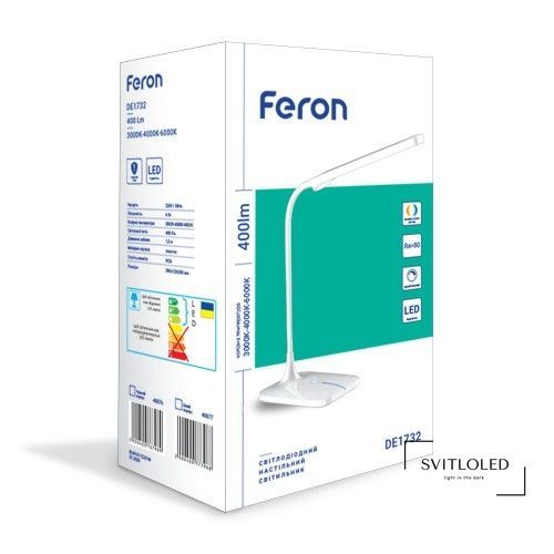 Настільна лампа Feron DE1732 6 Вт 3000-6000 К Білий (40077)