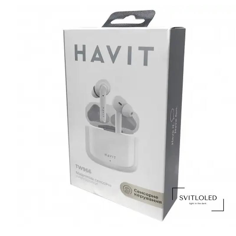 Безпровідні навушники Havit TW966 TWS 35mAh х 2 Білий (27172), Бездротові, Bluetooth V5.0, Вакуумні, Білий, 20Hz~20KHz, 8, 22dB, 13, 32, 3, 2