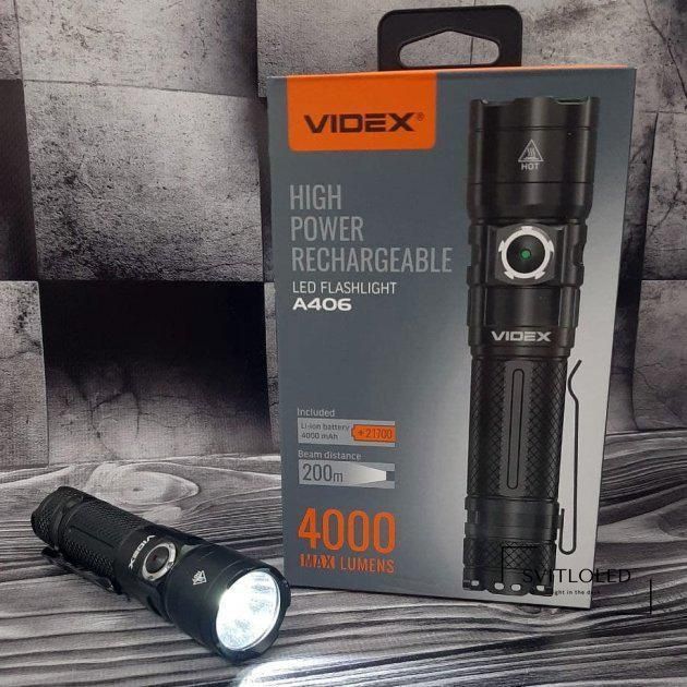 Ліхтарик ручний IP68 Videx VLF-A406 4000 Lm 6500 K 4000 mAh (26566)