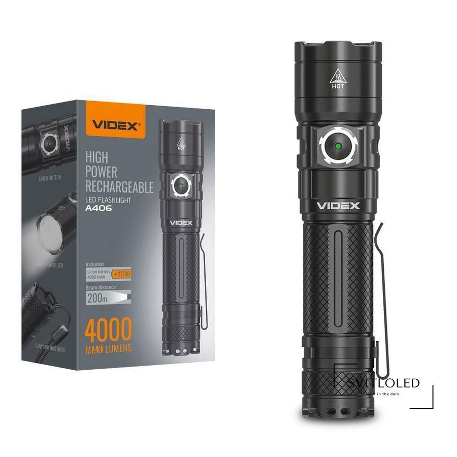 Ліхтарик ручний IP68 Videx VLF-A406 4000 Lm 6500 K 4000 mAh (26566)
