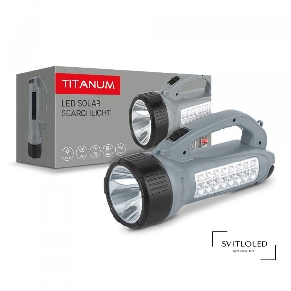 Ліхтарик Titanum TLF-T09SO з акумулятором та сонячною панеллю 200 lm (27415)