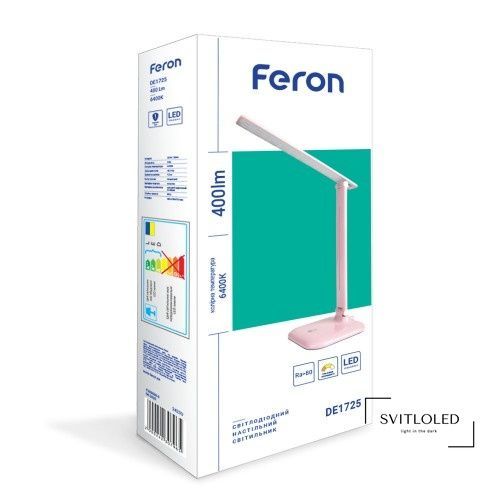 Настільна лампа Feron DE1725 9 Вт 6400К Рожевий