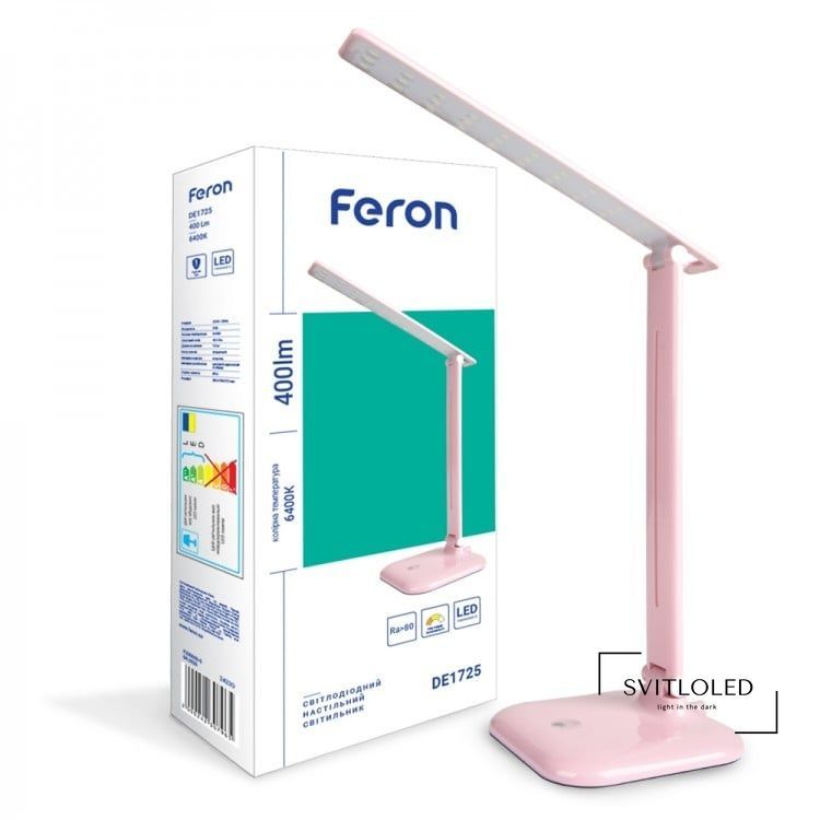 Настільна лампа Feron DE1725 9 Вт 6400К Рожевий