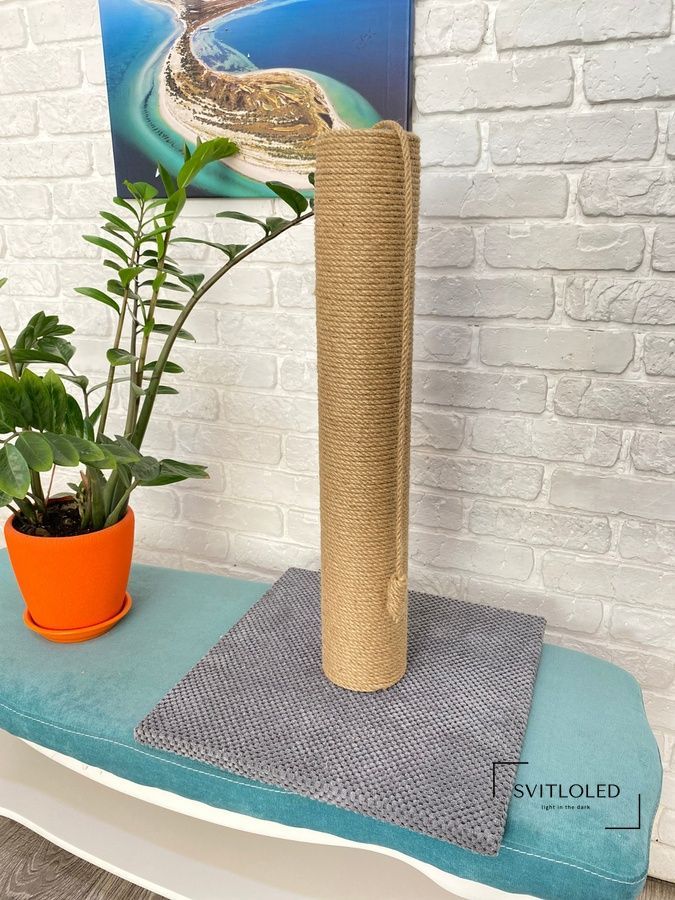 Кігтеточка з широким стовпчиком для кота 65*40*40 см Сірий