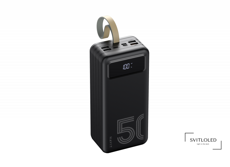 Повербанк Havit HV-PB71 з ліхтариком 50000 mAh Чорний (27563)