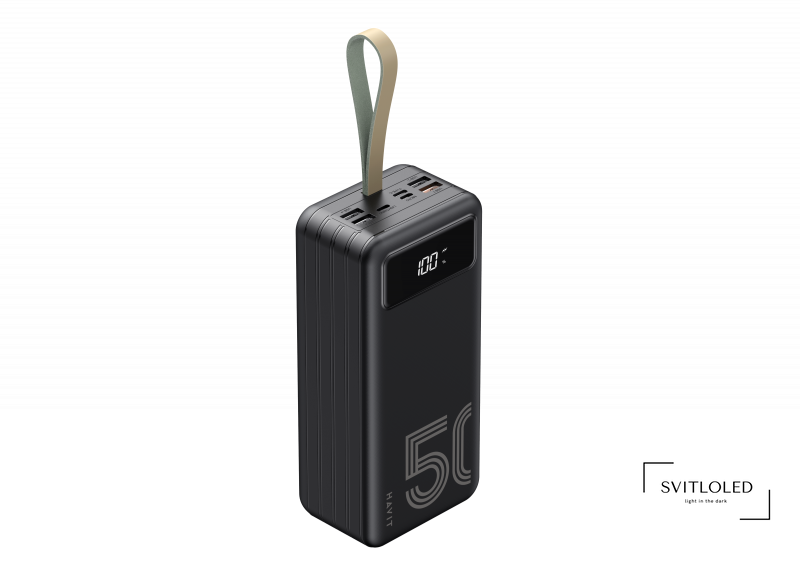 Повербанк Havit HV-PB71 з ліхтариком 50000 mAh Чорний (27563)