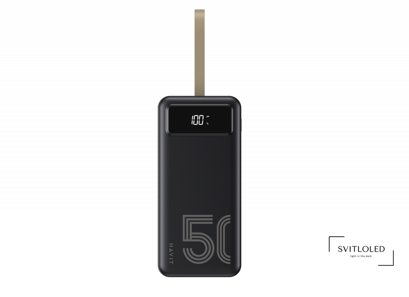 Повербанк Havit HV-PB71 з ліхтариком 50000 mAh Чорний (27563)