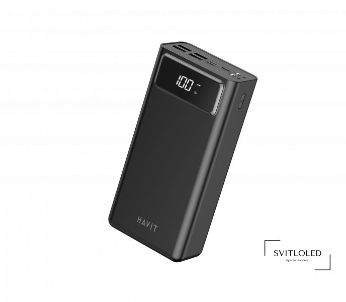 Повербанк з ліхтариком Havit 40000 mAh HV-PB56 QC+PD Чорний (27562)