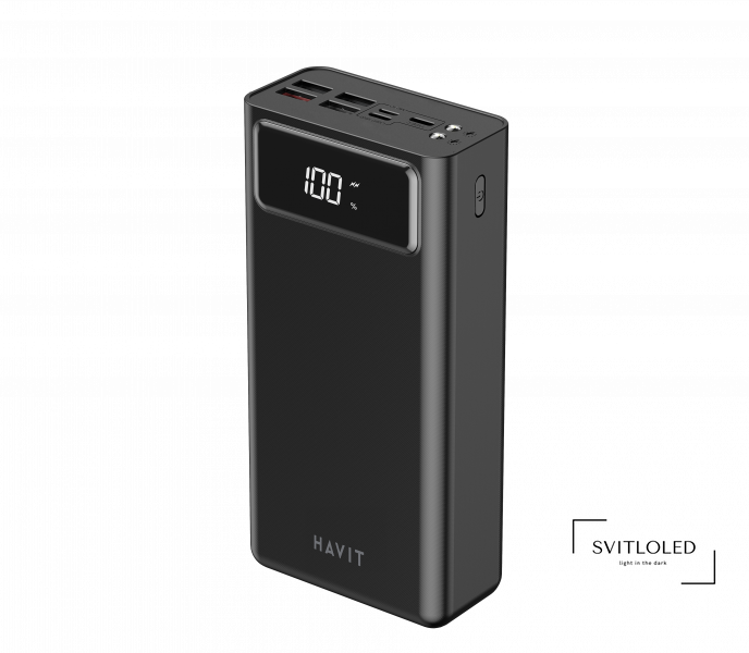 Повербанк з ліхтариком Havit 40000 mAh HV-PB56 QC+PD Чорний (27562)