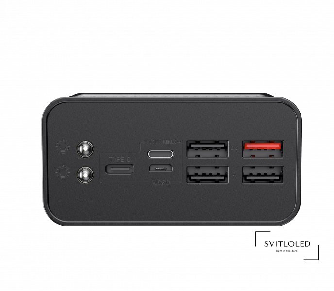 Повербанк з ліхтариком Havit 40000 mAh HV-PB56 QC+PD Чорний (27562)
