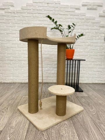 Кігтеточка з лежанкою для кішок бежева 85*50*60 см Бежевий