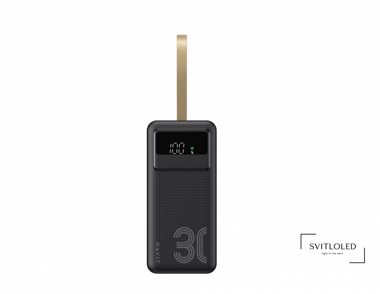 Повербанк Havit HV-PB110 з ліхтариком 30000 mAh 22,5W Чорний (27561)