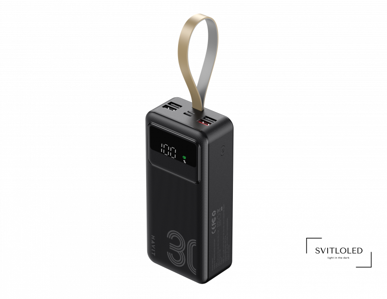 Повербанк Havit HV-PB110 з ліхтариком 30000 mAh 22,5W Чорний (27561)