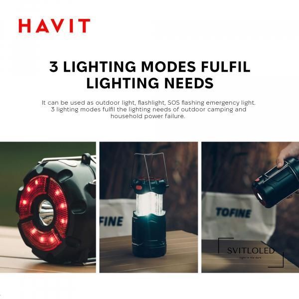 Ліхтар кемпінговий багатофункціональний Havit HV-S006 3 Вт 300 Lm (27335)