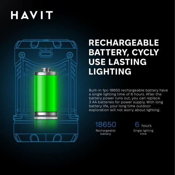 Ліхтар кемпінговий багатофункціональний Havit HV-S006 3 Вт 300 Lm (27335)