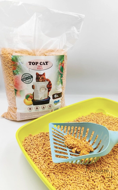 Наповнювач для туалету соєвий Персик Top-Cat Tofu (6л)