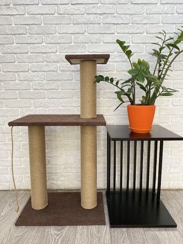 Кігтеточка з лежанками для котів 85*55*35 см Коричневий
